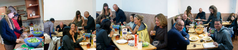 Jantar comunitário no albergue em Carrión de los Condes.