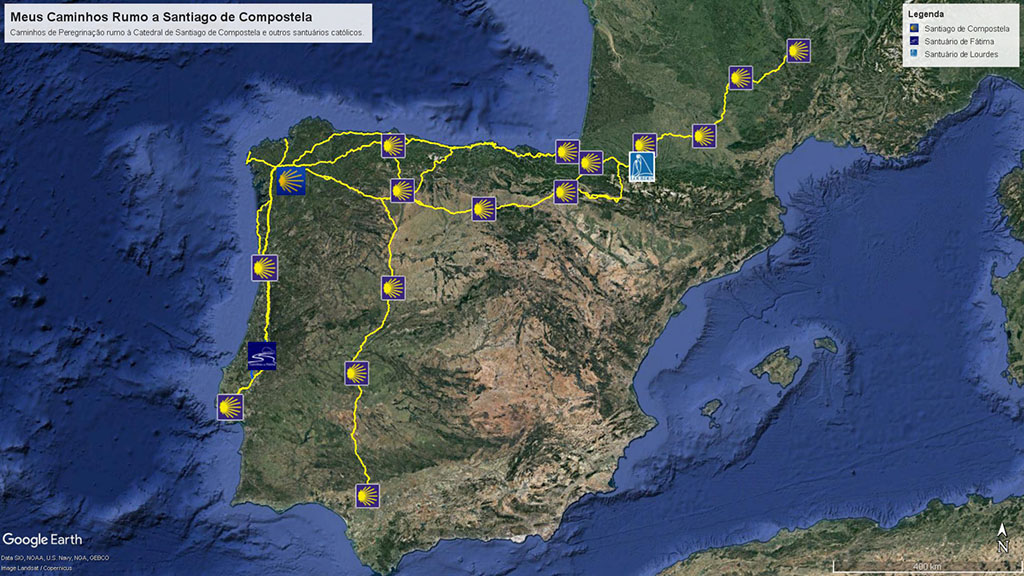 Mapa dos Meus Caminhos Rumo a Santiago de Compostela